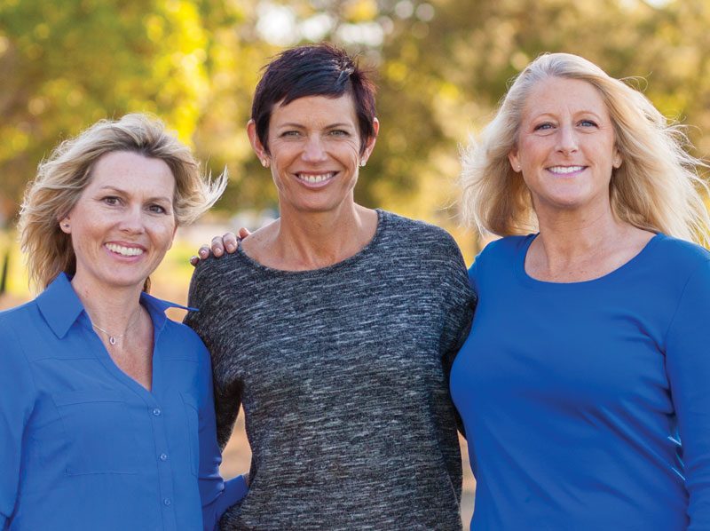 Three lady friends enjoying the outdoors.